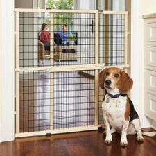 Wire Mesh Dog Gate: 29.5"-40" Wide, Pressure Mounted with No Tools; Expandabl...