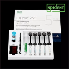 Spident EsCom250 Nanohybrid Composite Resin System Dental Kit 5x4g syr Free Ship