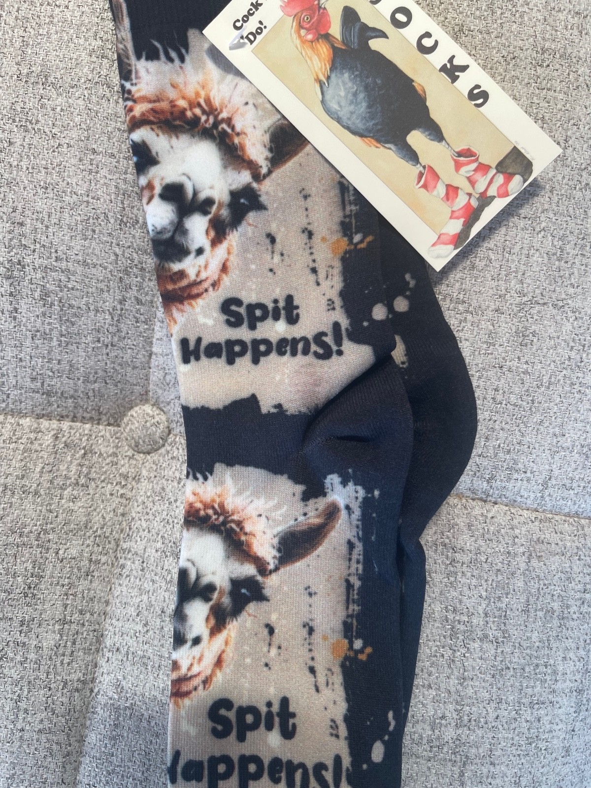 Alpaca / Llama Socks "Spit Happens " Unisex, one size, quality , rare. FREE SHIP image 5