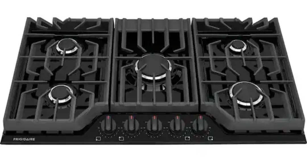 Frigidaire 36 in. Gas Cooktop Black 5-Burner with Quick Boil & Simmer FCCG3627AB