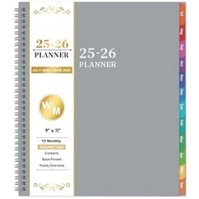 2025-2026 9"x11" 2025-2026 Weekly & Monthly Planner (New Edition) - Grey