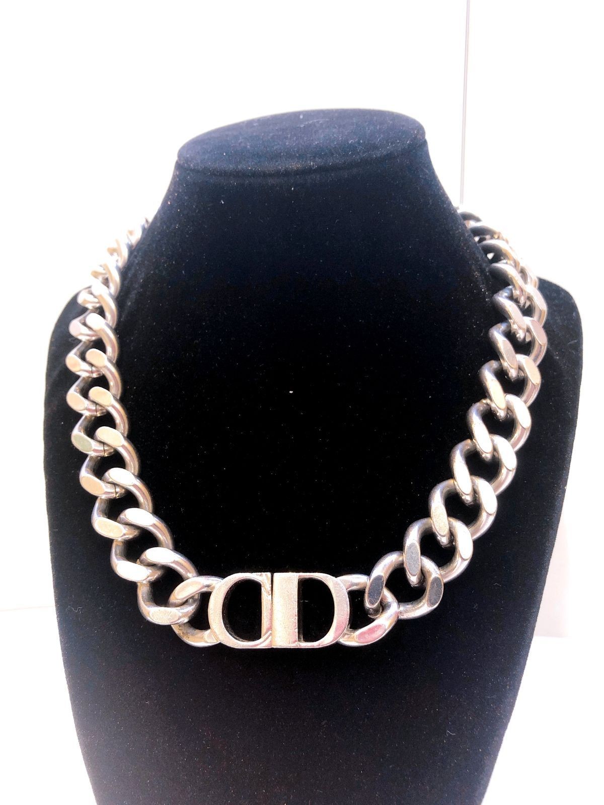 Christian Dior 3500 DIOR CD ICON Chain Link Necklace Figaro Silver  Men s Jewelr