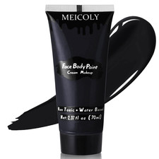 Black Cream Face Body Paint, 2.37Oz Large Tube Water Based Clown Black Makeup,Bo