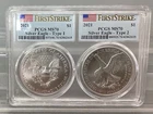 2021 T-1 & T-2 American Silver Eagles - PCGS - MS 70