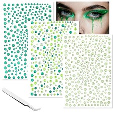 VVPESCA Green Face Gems Self-Adhesive Hair Jewels, Jewels for