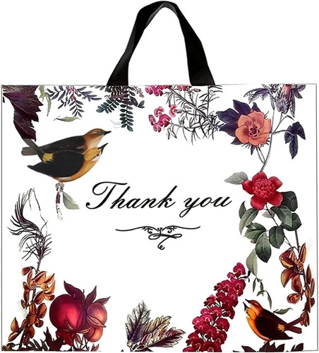 60 Pack Thank You Bags for Business, Reusable Plastic Shopping Retail Gift Ba...