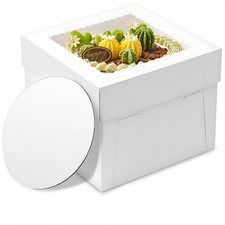 3pcs Cake Boxes, 10x10x8 Inch Cake Box With Viewing Window and Cake Board and...