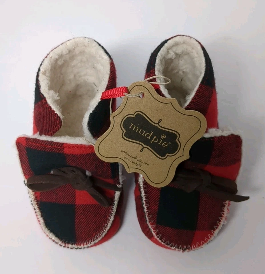 Грязь пирог клетку шерпа Baby ботинок туфли без шнуровки красный и черный размер 0-6 месяцев новый с Ярлыками - Изображение 2 из 4