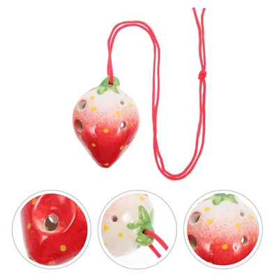 Strawberry Shaped Ocarina Lovely 6 Holes Ocarina Instrument Children Practice - Image 1 of 4