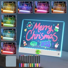Rechargeable LED Note Board with 7 Colors, 16-Inch Light up Acrylic Dry Erase Bo
