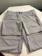 Under Armour Boys Gray Baseball Pants Youth YXL Loose Fit Reinforced Knees
