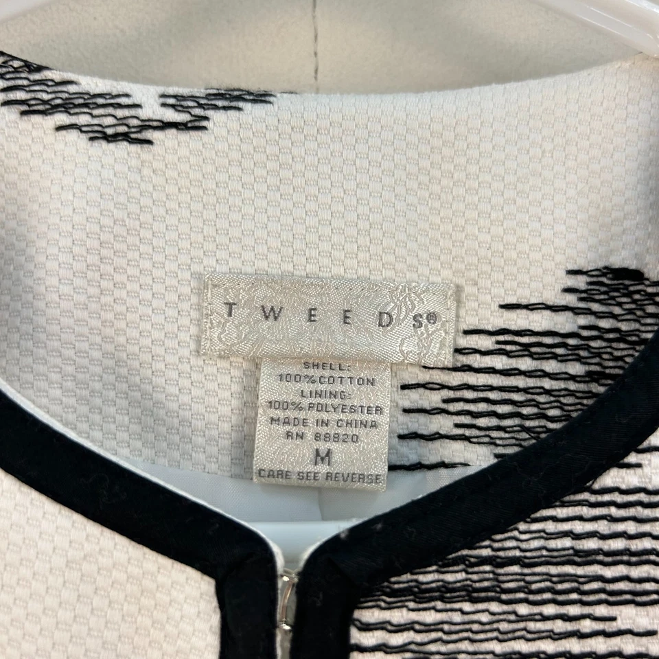 Cárdigan Tweeds para mujer mediano blanco negro cierre tejido a lunares manga 3/4 22388 Foto 4 de 4