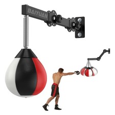 Adjustable Speed Bag for Boxing - Wall Mount Punching 5ft x 14", White & red