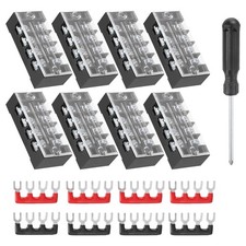 8Sets, Dual Row 600V 25A 4 Positions Screw Terminal Strip Barrier Block