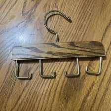 Vintage Wood and Metal Tie / Belt / Scarf Rack Holder