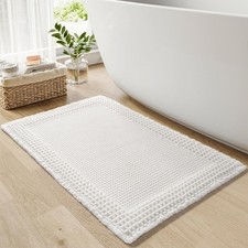 RESARE Waffle Bath Mat 18x30", Super Absorbent Non-Slip Washable Bathroom Rug