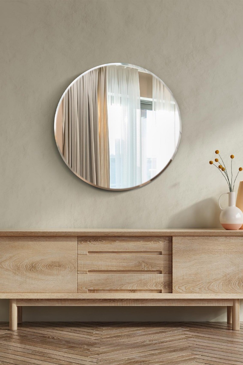 Large Round Mirror All Glass Frameless Silver Home Decor 2ft4 x 2ft4 70 X 70cm