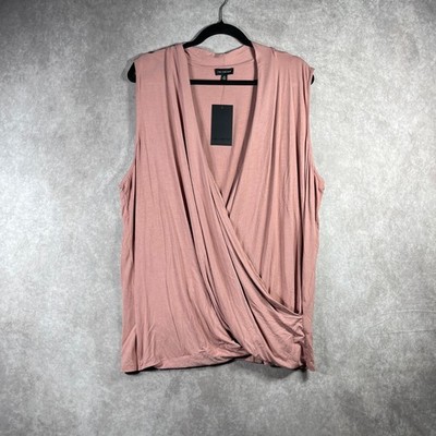 The Limited Top Womens 3X Rosehip Tea Faux Wrap Sleeveless Casual Office NEW 