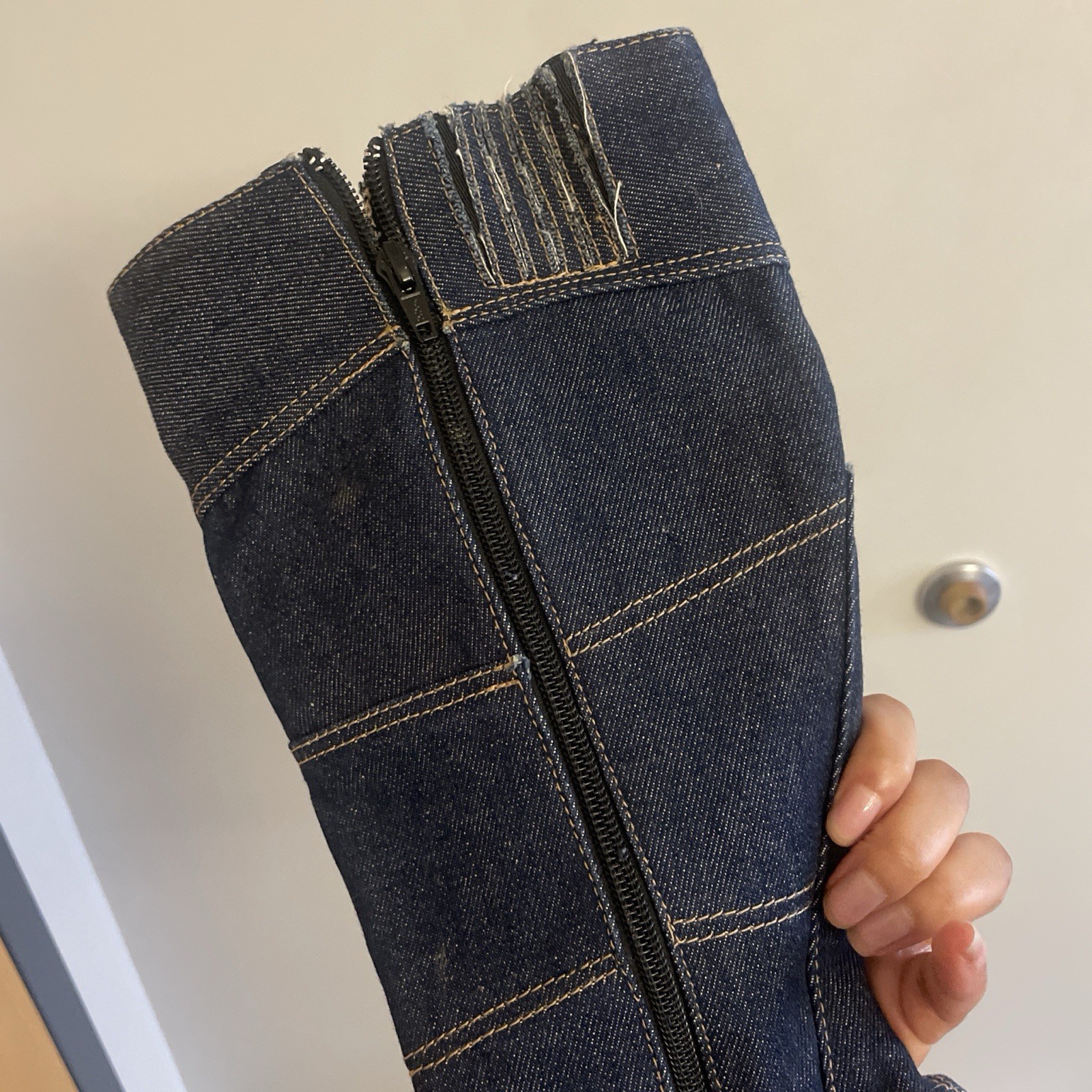 Blue Denim Platform Patchwork Bratz style Boots - image 7