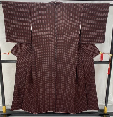 Kimono japonais vintage en soie noire à pois Komon traditionnel authentique l... - Photo 1/4