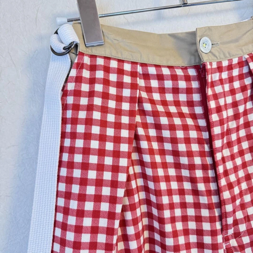 PANTALONES CHINOS ANCHOS A CUADROS GINGHAM ROJOS Y BLANCOS USADOS BUENOS Foto 3 de 4