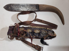 Cuchillo Dag Grande Indio Nativo Americano Espada Corta Temprana Ciervo + Funda de Cuero