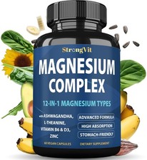 12 En 1 Complejo De Magnesio 1000mg Para Mujeres Hombre Citrato De Magnesio Puro