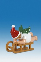 Engelfigur Weihnachtsengel Auf Schlitten Liegend Mit MüTze HöHe Ca 6 Cm NEU
