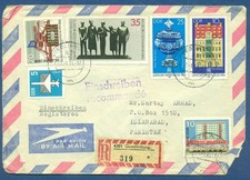 GERMANY REGISTERED POSTAL USED AIRMAIL COVER TO PAKISTAN