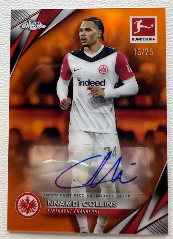 Topps Chrome Bundesliga Nnamdi Collins Auto #’d  /25 Orange Refractor BA-NC SSP
