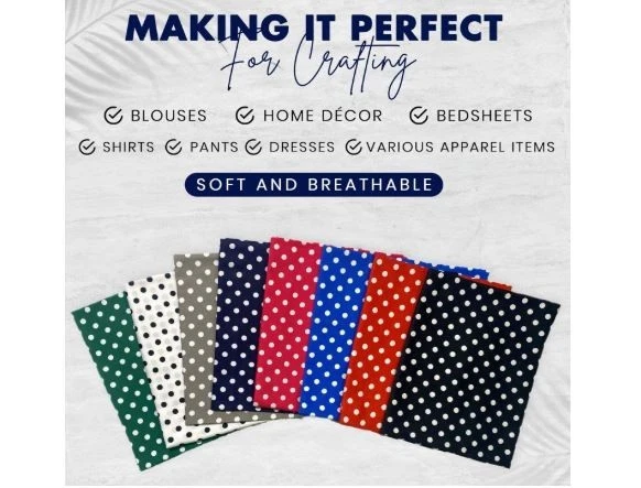 8mm Polka Dot 100% Cotton Fabric, Sewing, Craft, Spots 44"/111cm By the Yard - Image 4 of 4