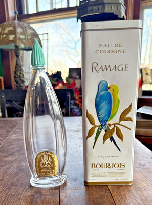 Large Empty Decor Bottle & Tin Ramage Bourjois Paris Eau de Cologne For Display