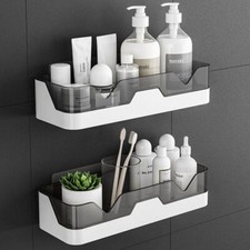 1/2x Plastic Shower Shelf Bathroom Caddy Rack Storage Organiser No Drilling