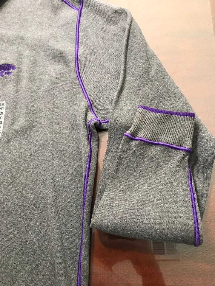 Men's Cutter & Buck Gray Purple 1/2 Zipper Long Sleeve Sweater 2XL - Image 4 of 4
