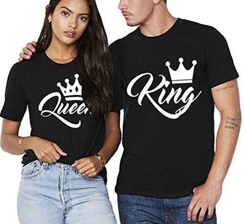 Couple T-Shirt Crown King And Queen Love Matching Summer Fashion Unisex Tee Tops - Picture 35 of 51