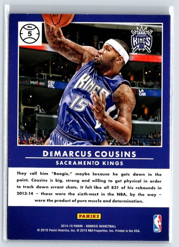 2014-15 Donruss Production Line Rebounds Press Proof Purple DeMarcus Cousins/199 - Picture 2 of 2