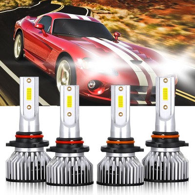 For Dodge Viper 2003-2004 9005+9006 LED Headlight Bulb Combo Hi Lo Beam 6000K