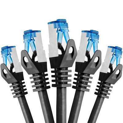 5 x 2m CAT7 Netzwerkkabel Patchkabel Ethernet DSL LAN Netzwerk Kabel schwarz