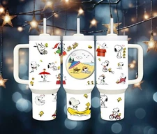 40oz Snoop And Woodstock straw, lid