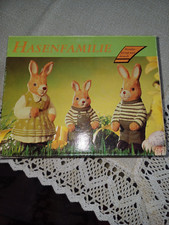 Hasenfamilie Pappmache Vater, Mutter, Sohn, von Eduscho, alt