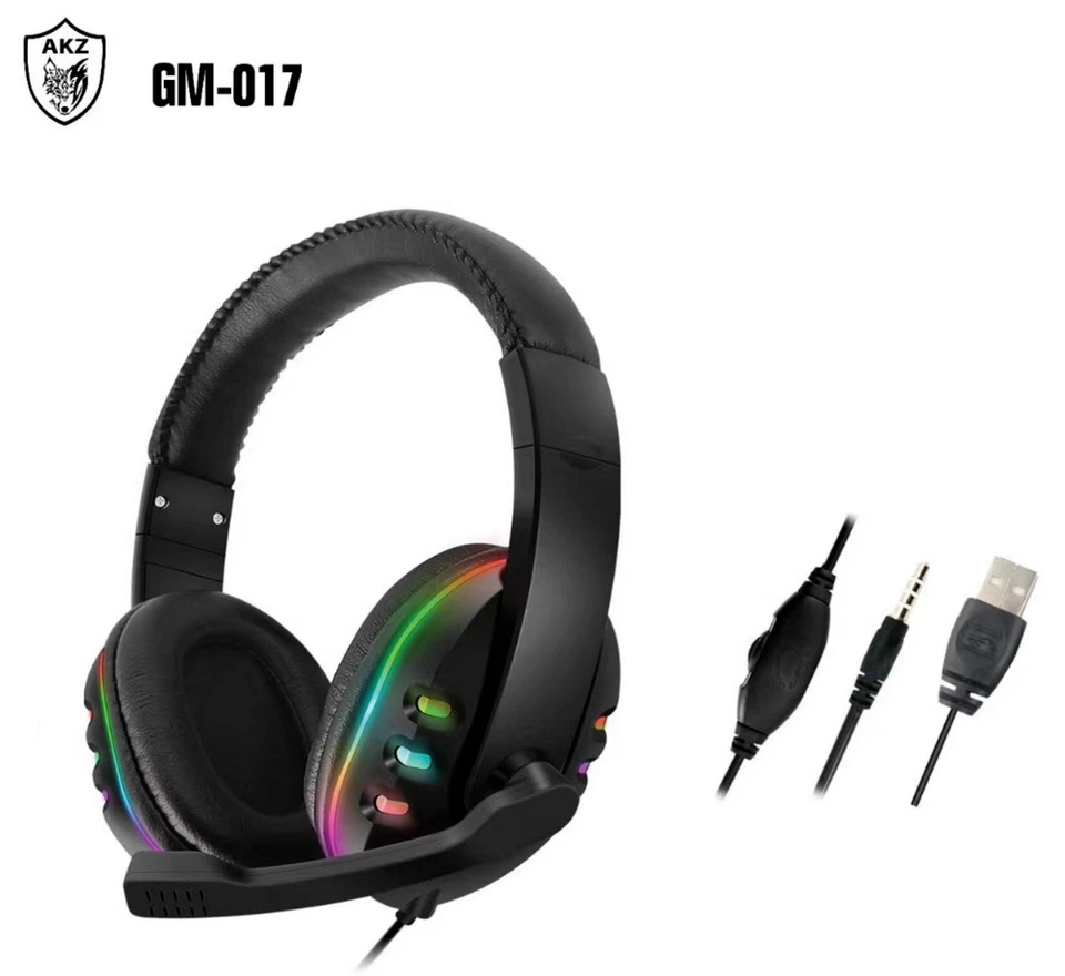 CUFFIE GAMING RGB CON MICROFONO CONTROLLO VOLUME PER PC COMPUTER PS4 XBOX ONE - Immagine 3 di 4
