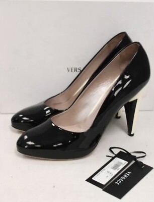 Versace Pumps Vernice schwarz & creme Lackleder Größe EU 40 UK 7
