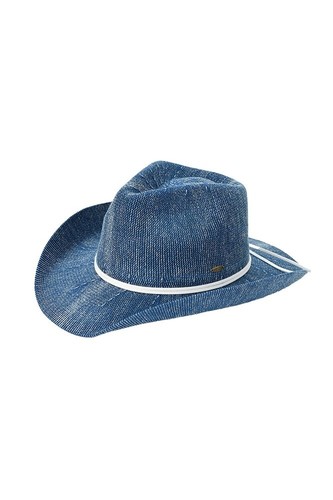 C.C Kids Girls 5-9 Years Western Adjustable Washed Knitted Denim Cowboy Hat - Picture 2 of 5