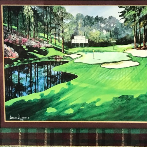 Arte de golf Jason Denaro mini impresión 16 Augusta (brote rojo) par 3 enmarcado 12,5 x 14,5 - Imagen 2 de 11