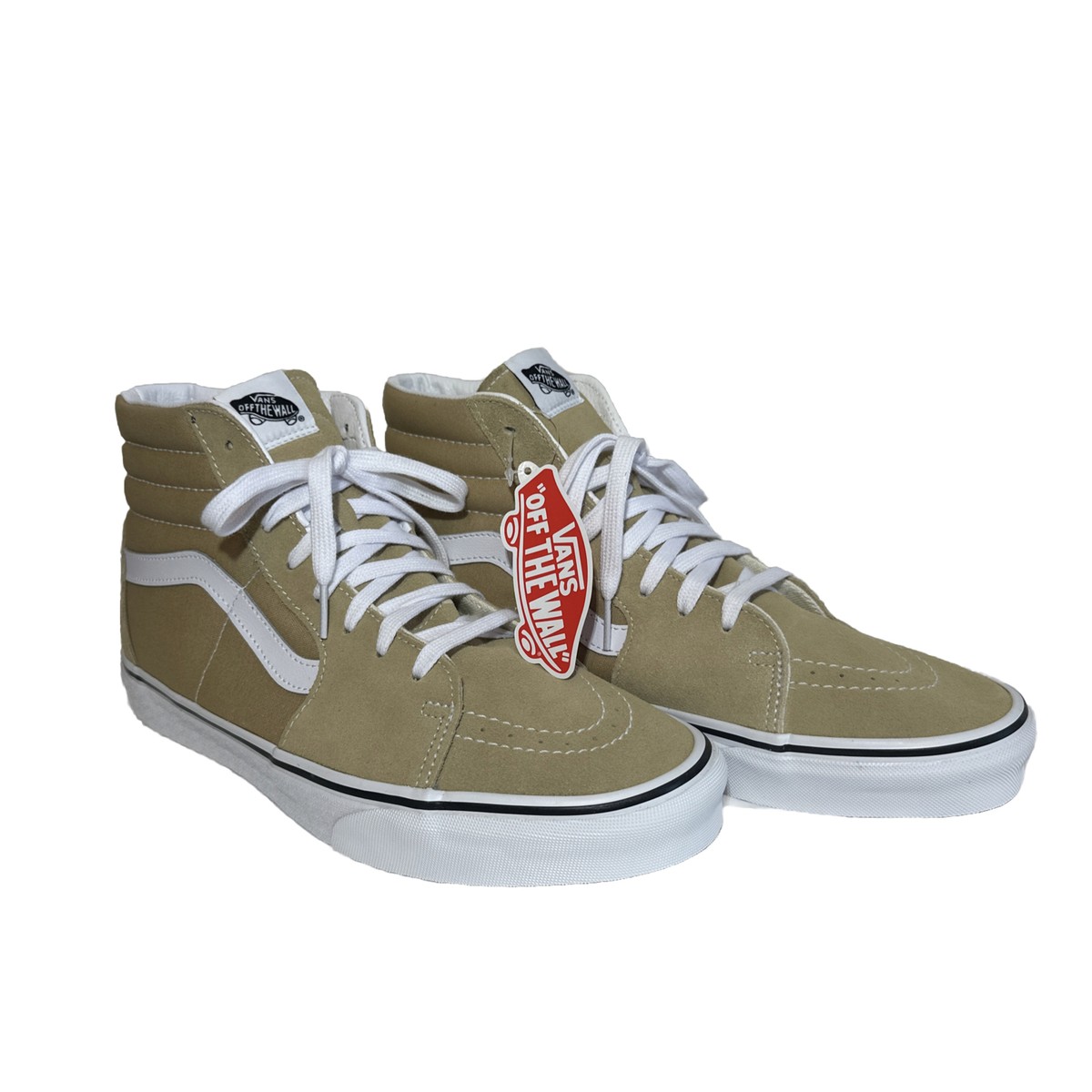のん  Vans Men's Sk8-Hi Taos Taupe Beige White Canvas Suede Skate shoes