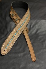 leather guitar strap custom made all by hand 2.5" south western look