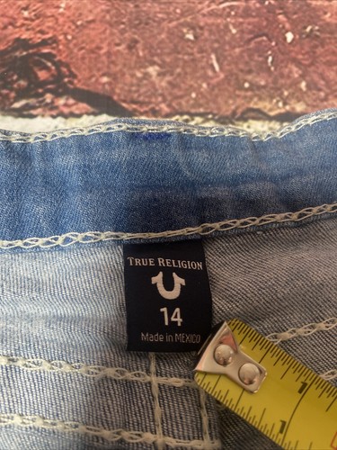 TRUE RELIGION Boy's GENO Denim Size 14 SHORTS Jean FRINGE Cut Offs - Picture 4 of 10