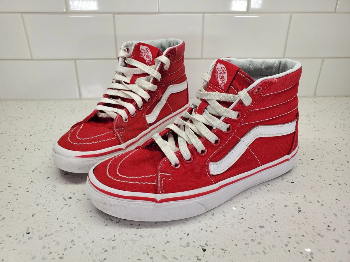 Vans Off The Wall Sk8 Hi Red High Top Sneakers Shoes Mens Sz 5