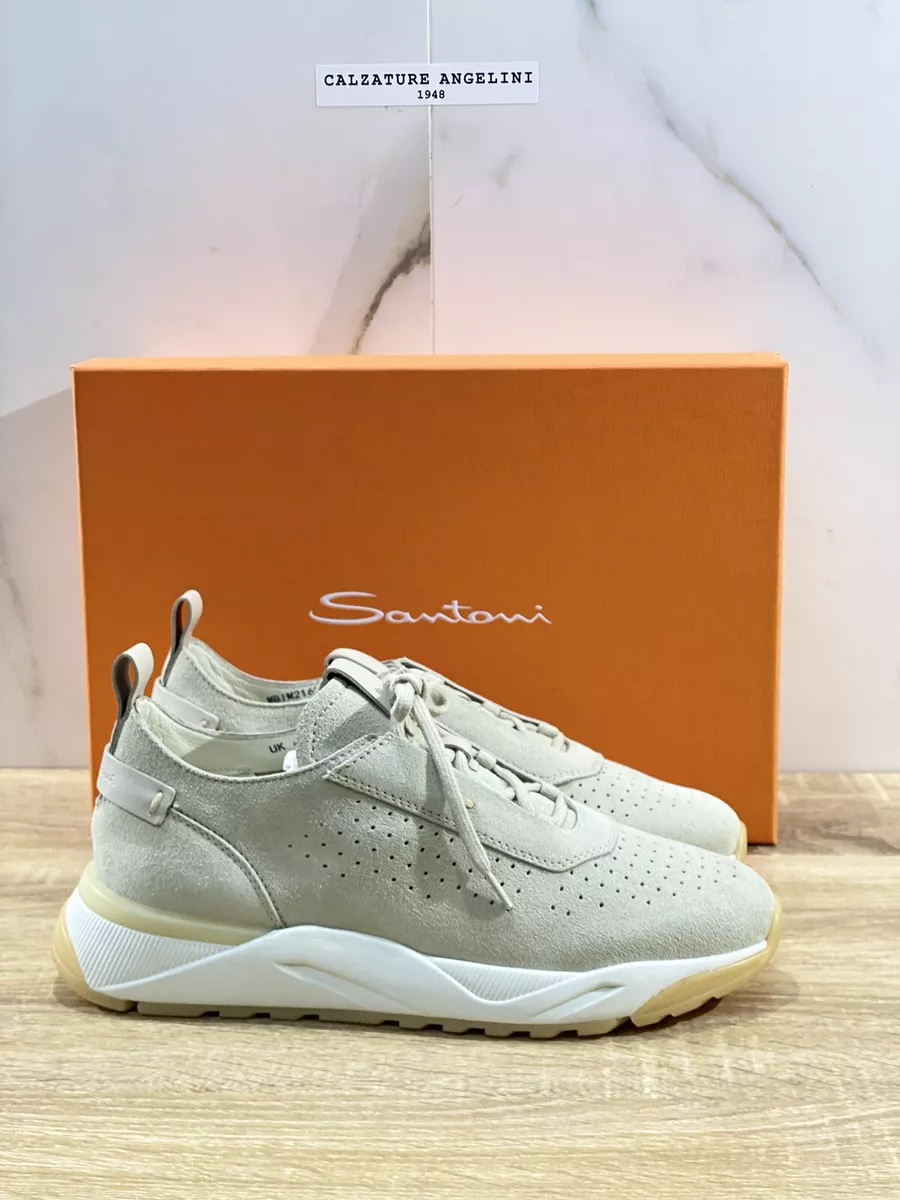 Santoni Innova Baskets Homme Daim Beige Luxury Santoni Hommes Chaussures 40