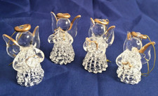 Lattice Glass Angel Christmas Tree Decoration X 4 Hanging Glass Angel New In Box